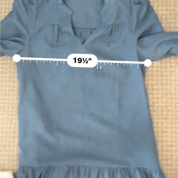 Joy Joy Blue Corduroy mini flounce dress w long puffy sleeves and a drop waist-S - Picture 14 of 15